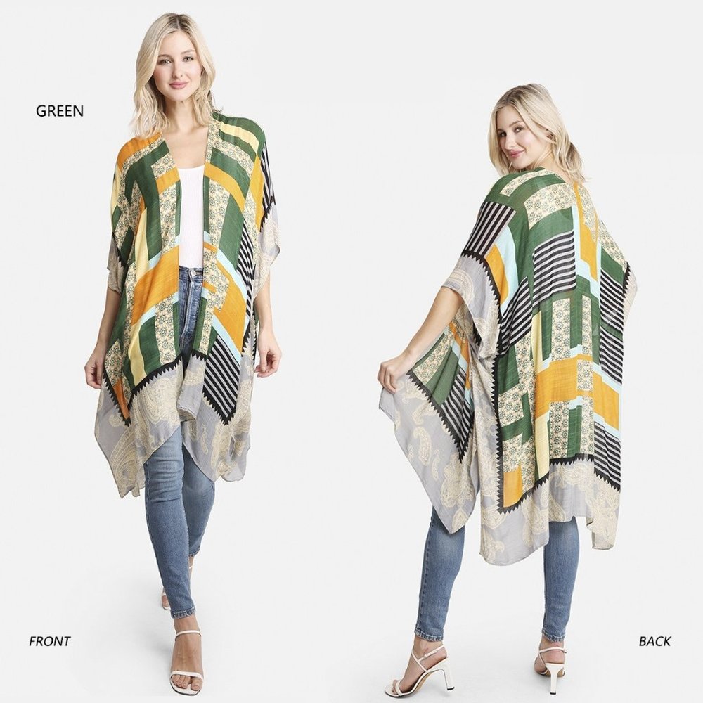 P/S Patch Prints·Kimono·Wrap·Swimsuit Cover·Bikini Cover up·InOut Door·ComfyLuxe